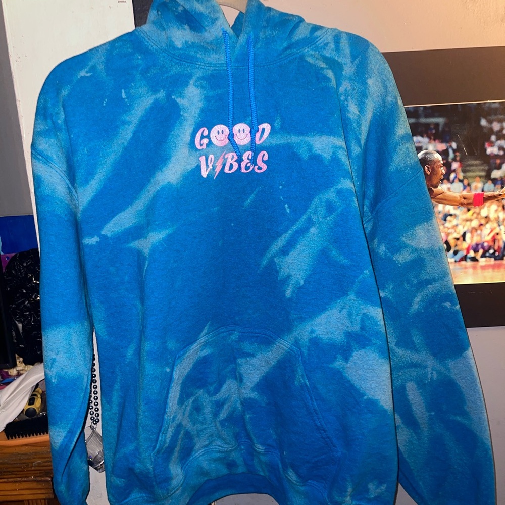 Good Vibes Blue Tie-Dye Hoodie